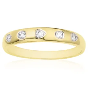 9ct Yellow Gold & Diamond Set Heart Ring