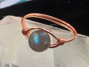 AAA Labradorite Copper Bead Ring