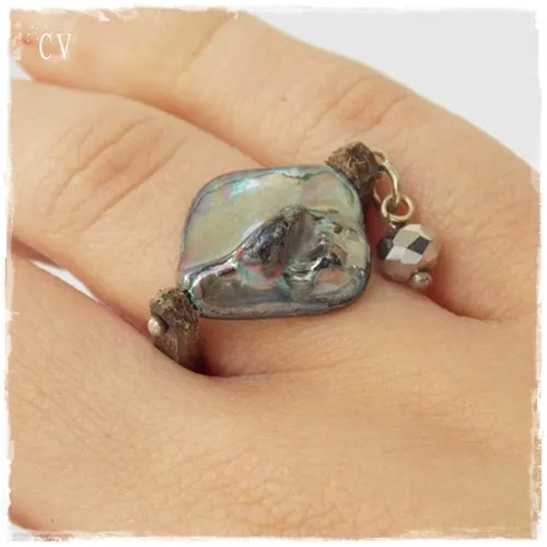 Abalone Shell Leather Ring