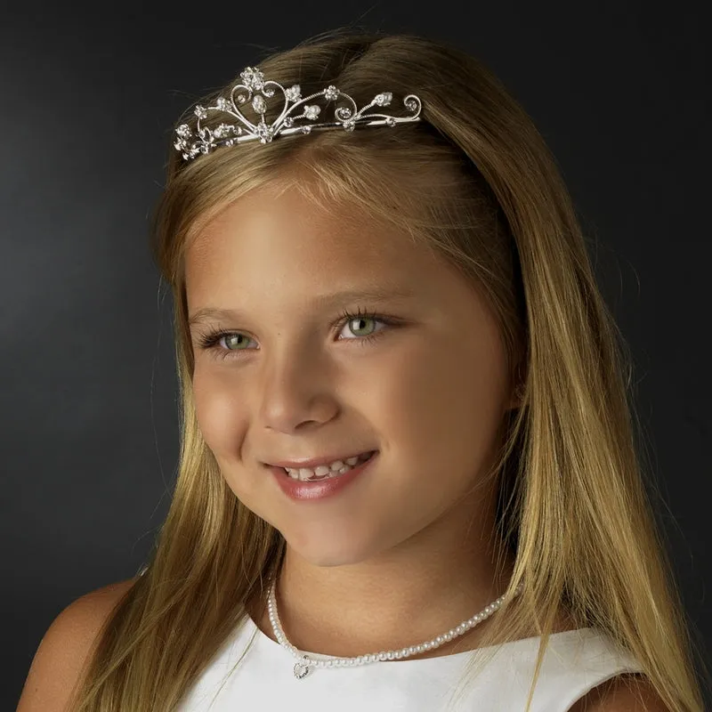 Adorable Flower Girl Crystal Pearl Tiara Crown