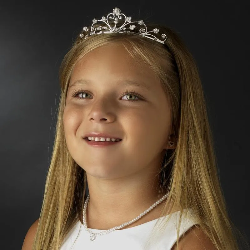 Adorable Flower Girl Crystal Pearl Tiara Crown