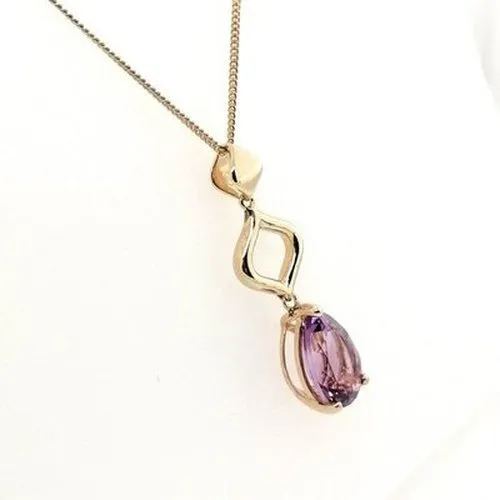 Amethyst 9ct Drop Pendant