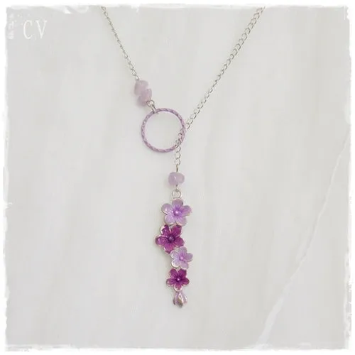 Amethyst Gemstone Lariat Necklace