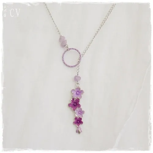 Amethyst Gemstone Lariat Necklace