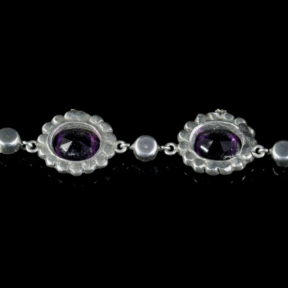 Amethyst Paste Edwardian Collar Necklace Silver Perfect For A Wedding 1915