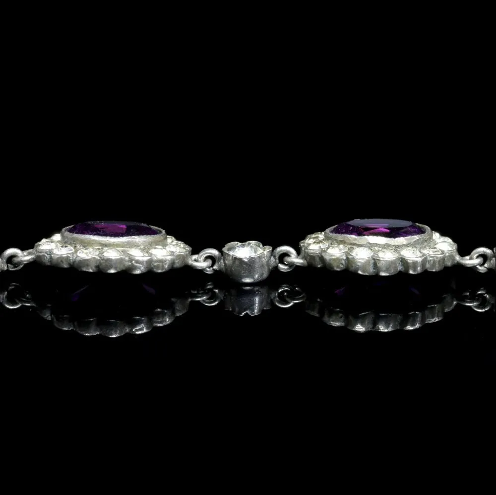 Amethyst Paste Edwardian Collar Necklace Silver Perfect For A Wedding 1915