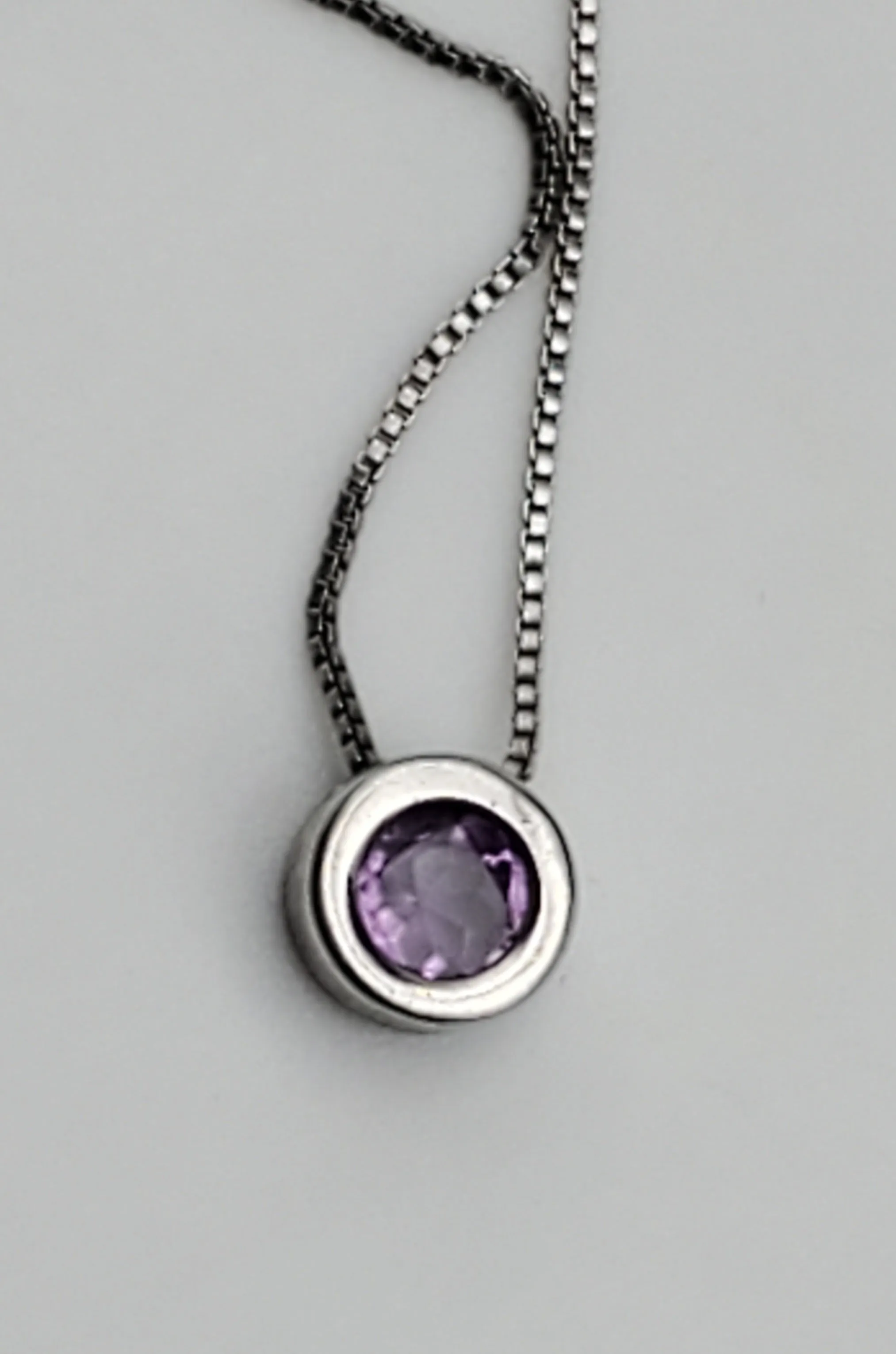 Amethyst Slide Pendant on Italian Sterling Silver Chain Necklace - 18"