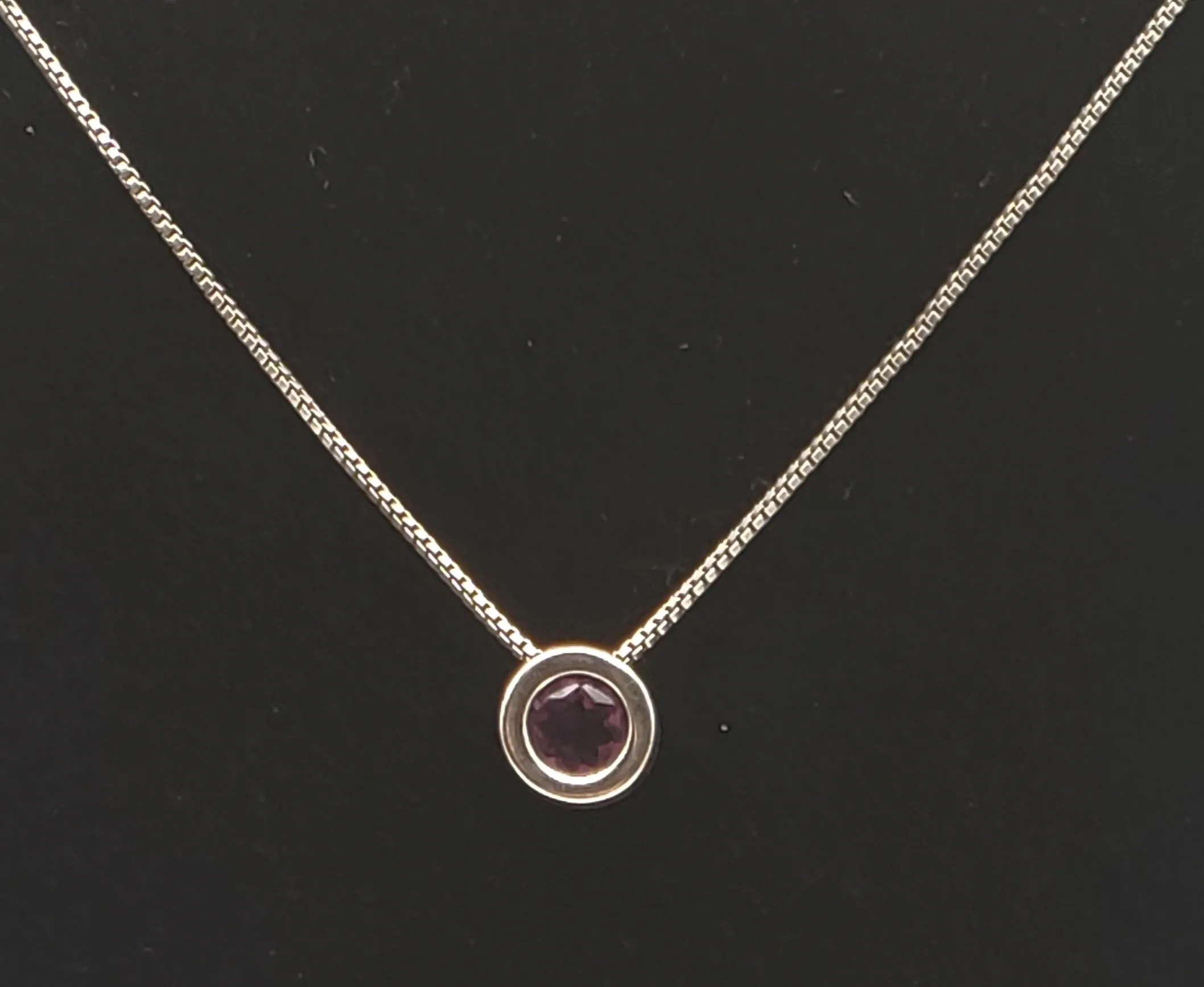 Amethyst Slide Pendant on Italian Sterling Silver Chain Necklace - 18"