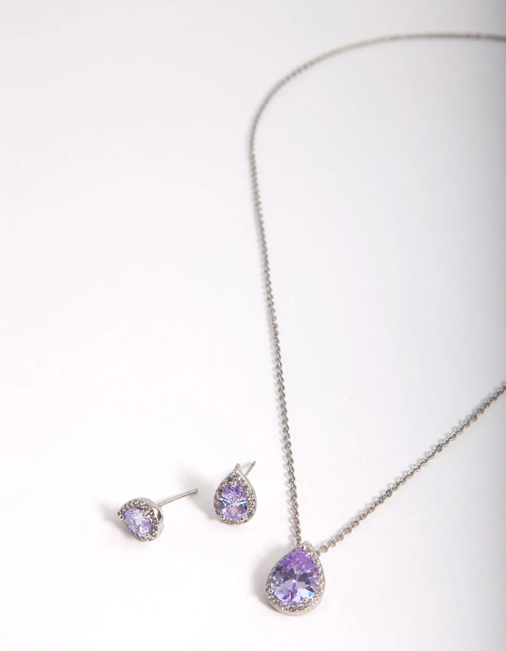 Amethyst Teardrop Necklace Earring Set