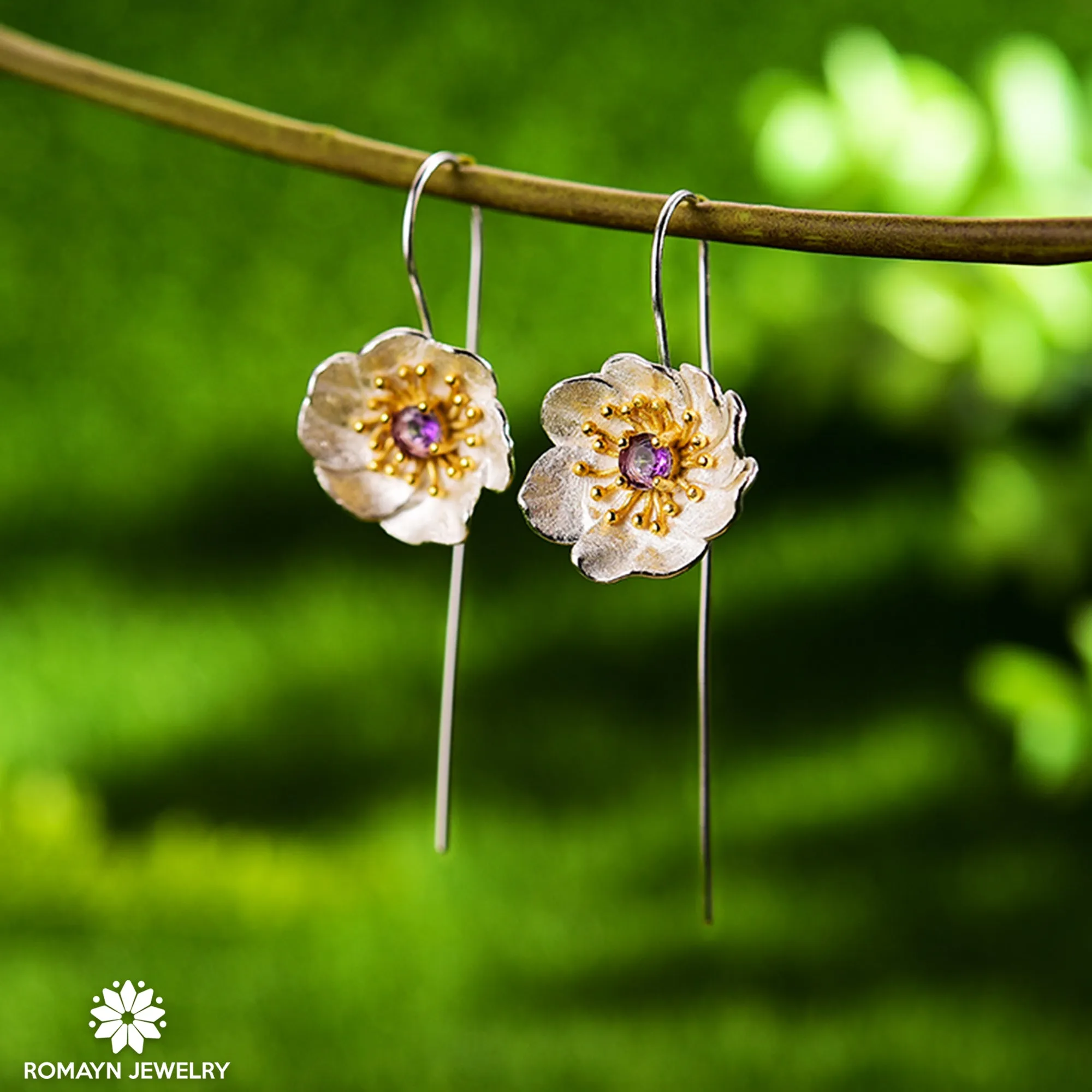 Anemone Flower Amethyst Necklace