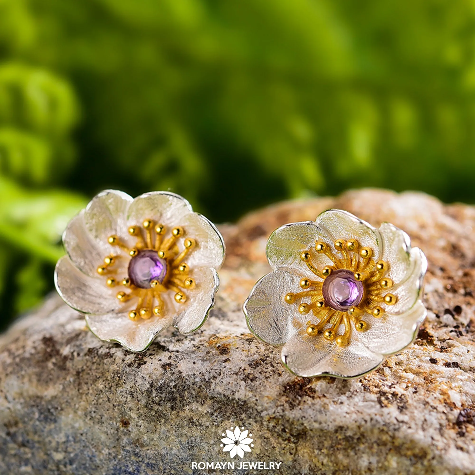 Anemone Flower Amethyst Necklace