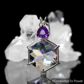 Angel Aura Amethyst Flower of Life Crystal Pendant .925 SS