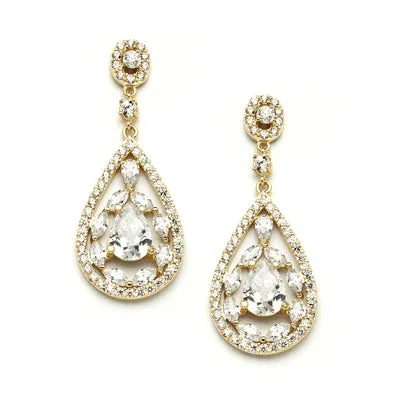 Antionetta Gold Art Nouveau Bridal Drop Earring