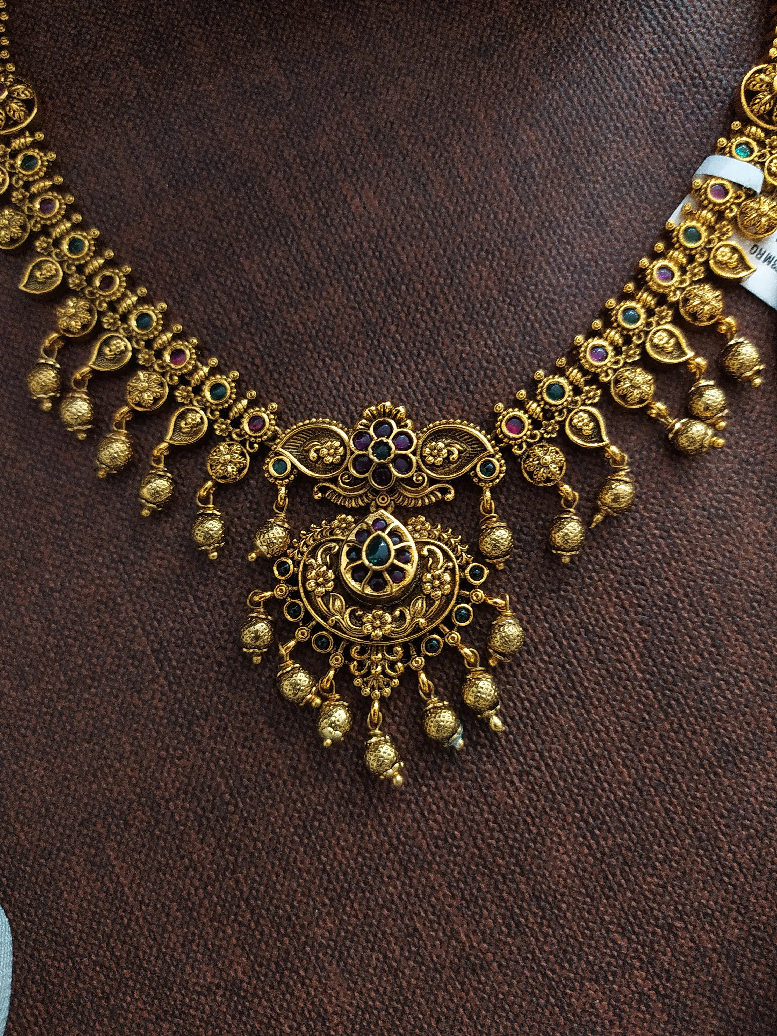 Antique Nakshi Work Floral Design Necklace with Jhumki