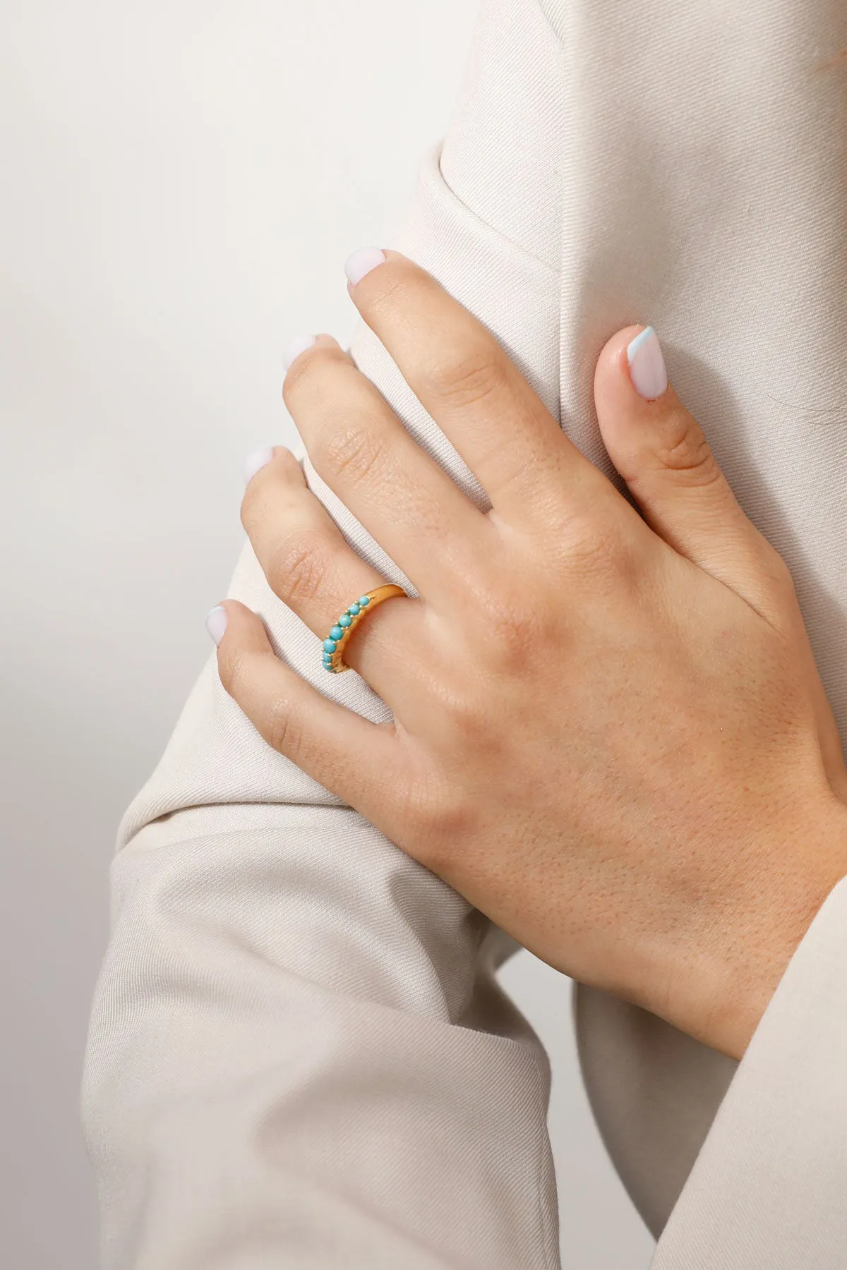 Antique turquoise stone ring gold plated