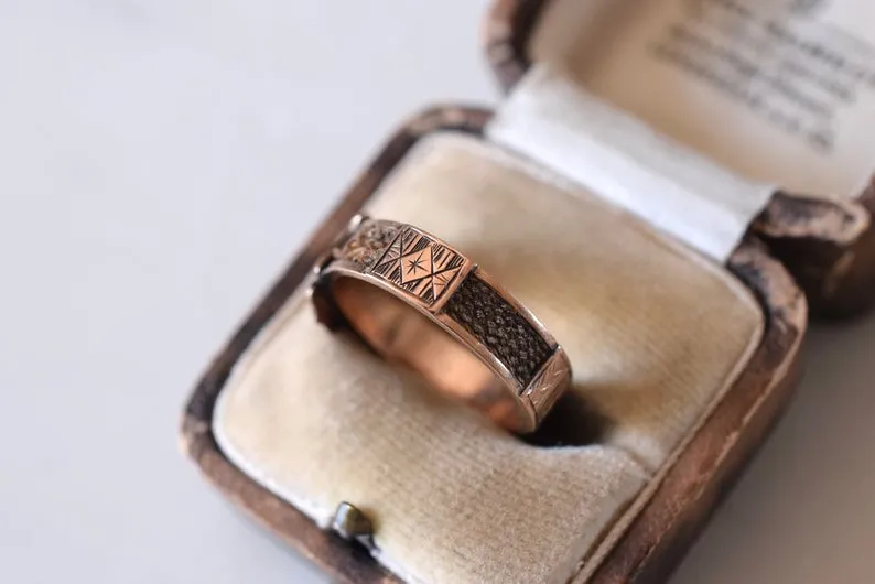 Antique Victorian Hairwork Mourning Ring