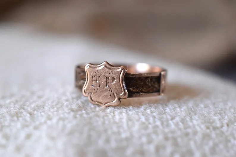 Antique Victorian Hairwork Mourning Ring