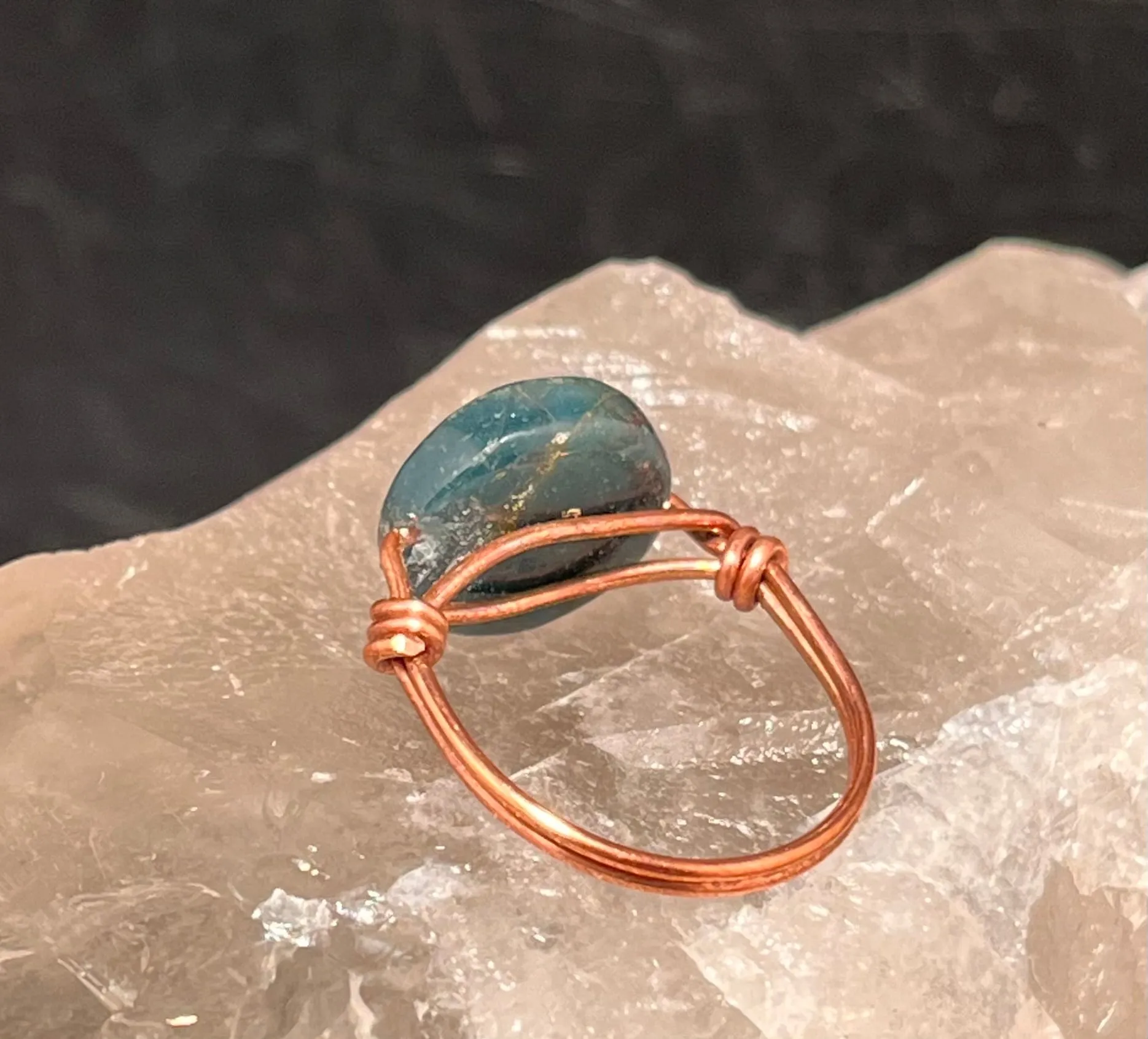 Apatite Copper Bead Ring