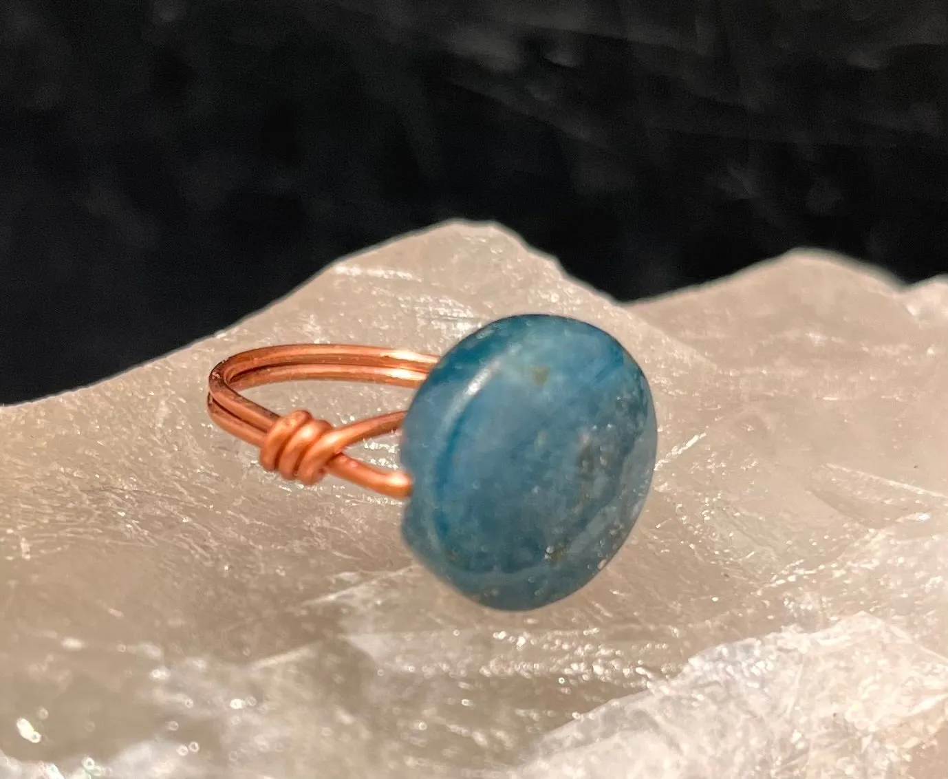 Apatite Copper Bead Ring