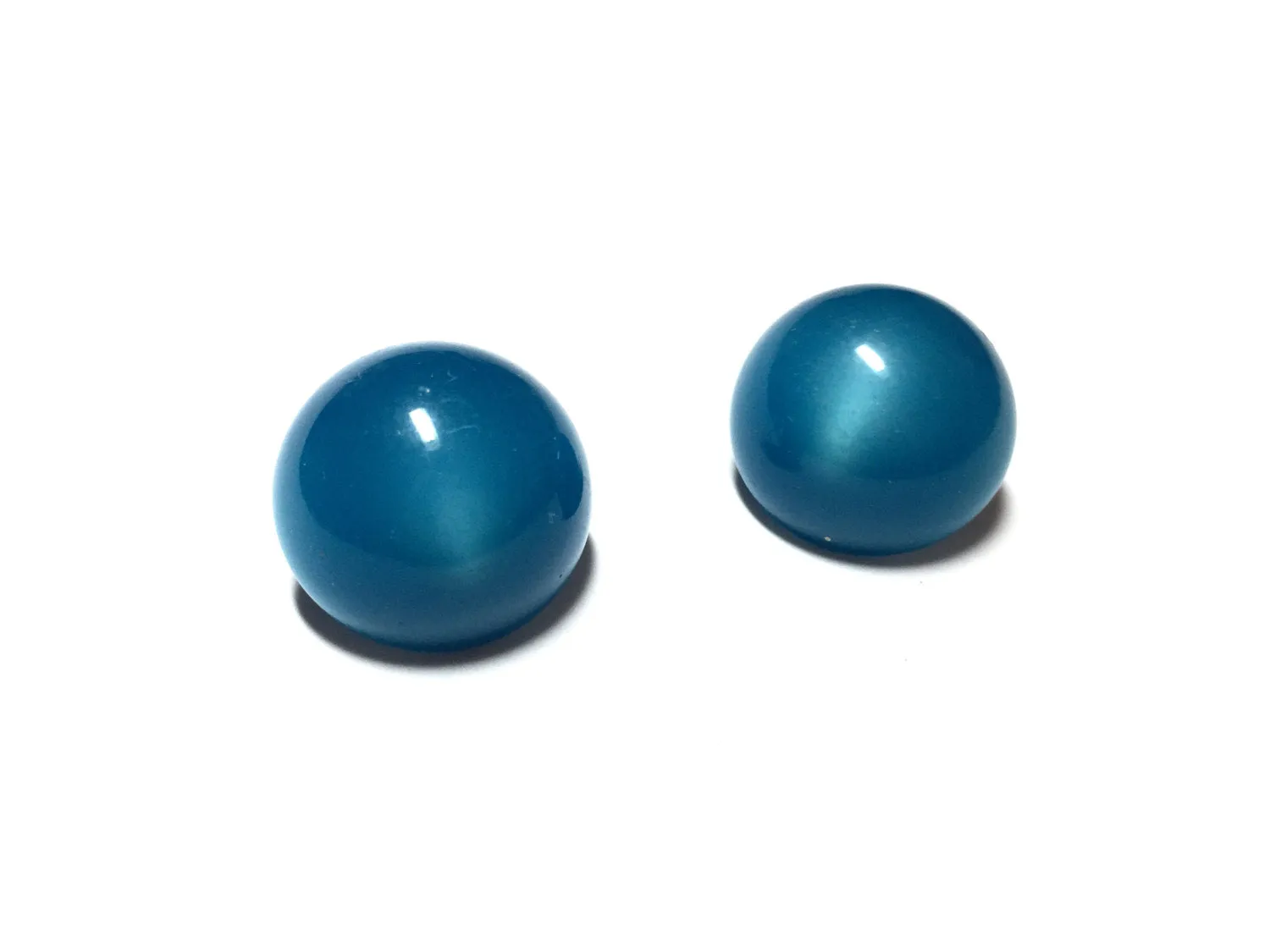 Aqua Blue Moonglow Retro Button Stud Earrings