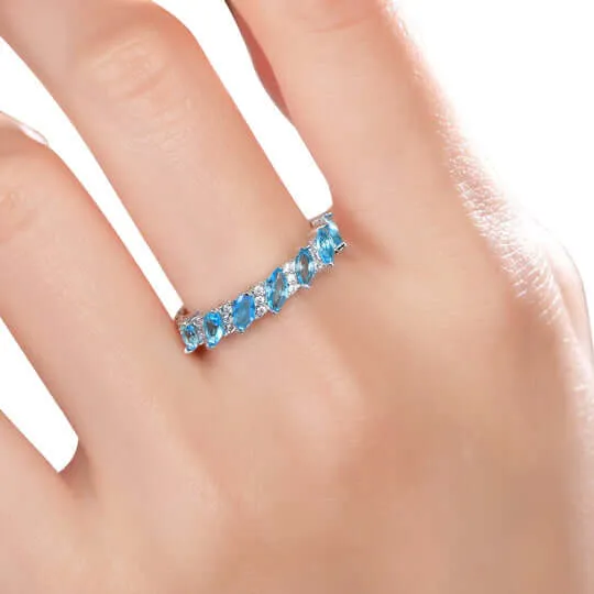 Aquamarine Blue Marquise Cut Highs And Lows Ring