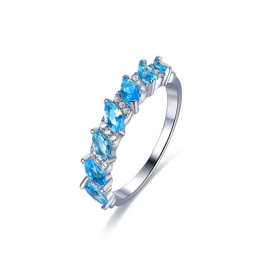 Aquamarine Blue Marquise Cut Highs And Lows Ring