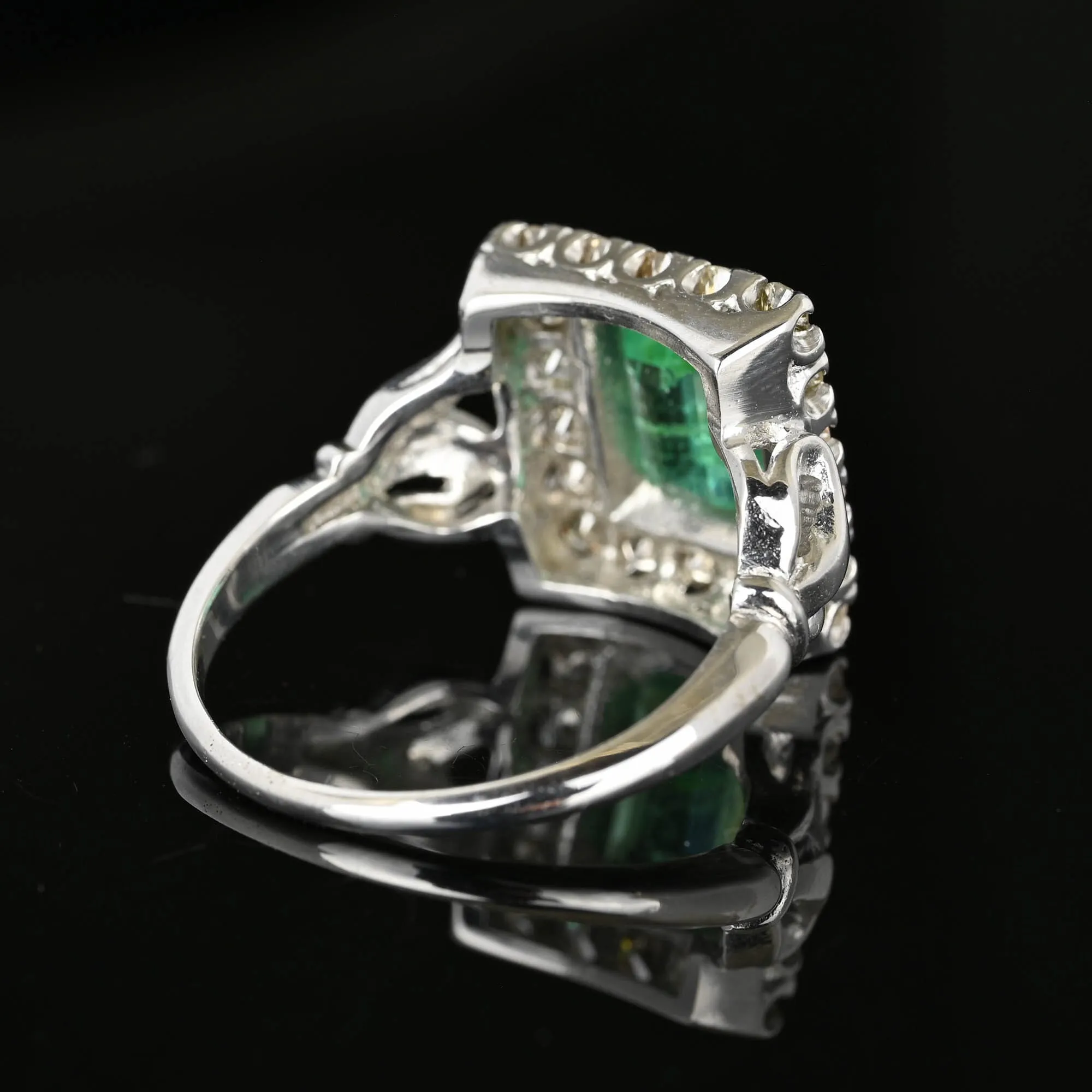 Art Deco Style 2 Carat Columbian Emerald and Diamond Ring