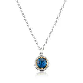 AT 808AT-LB TWO TONE LONDON BLUE TOPAZ CIRCLE NECKLACE