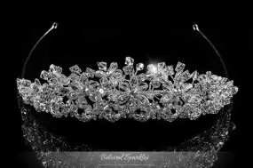 Azalea Crystal Flower Silver Tiara | Swarovski Crystal