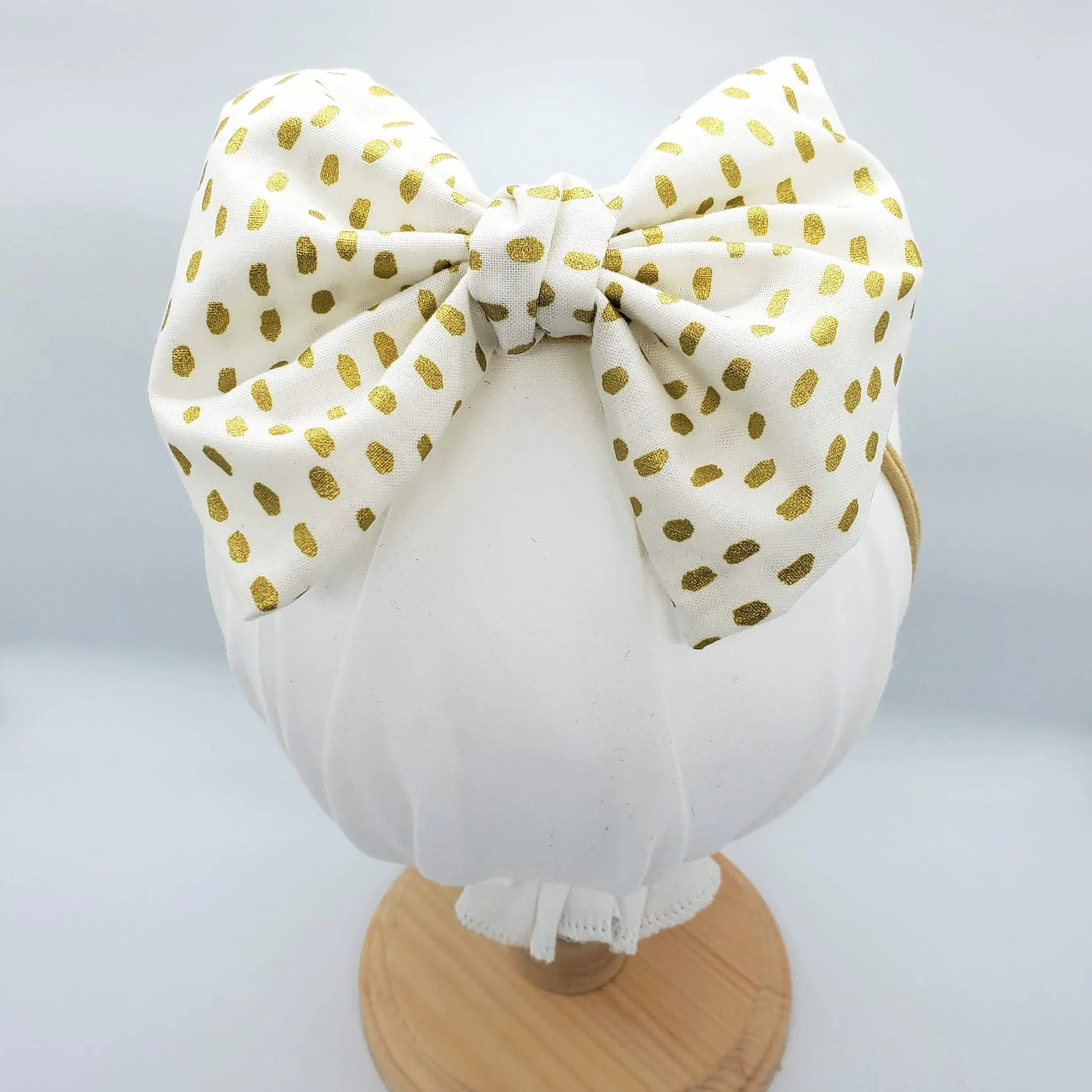 Baby headband Bow, Fabric Bow with Nylon Band,