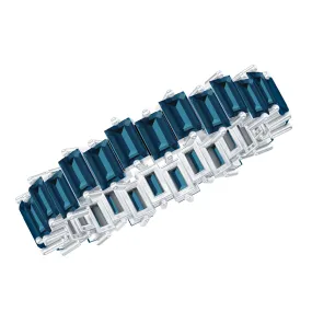 Baguette Cut London Blue Topaz Uneven Eternity Ring in 2 Prong Setting