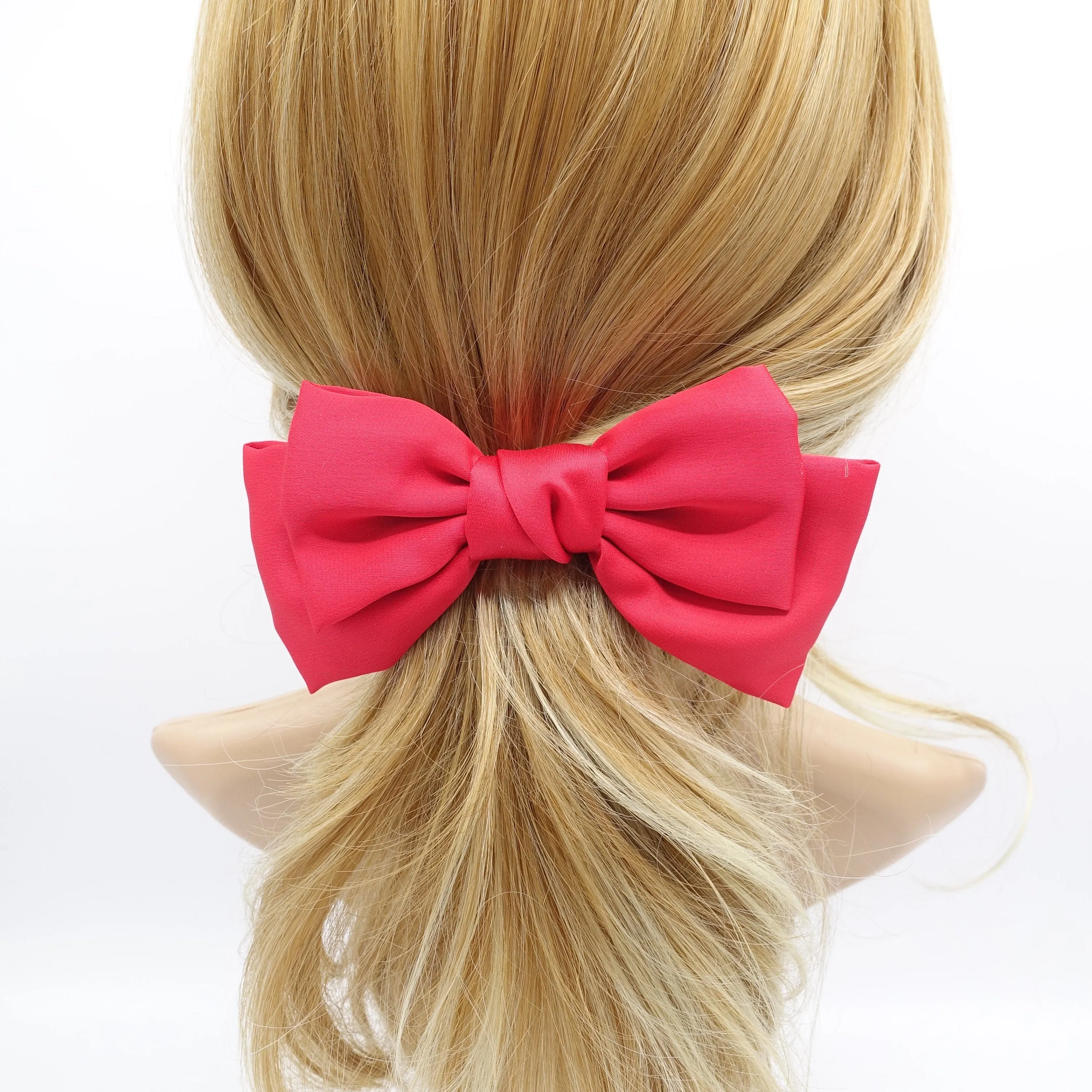 basic satin hair bow regular size layered bow hair accessory for women