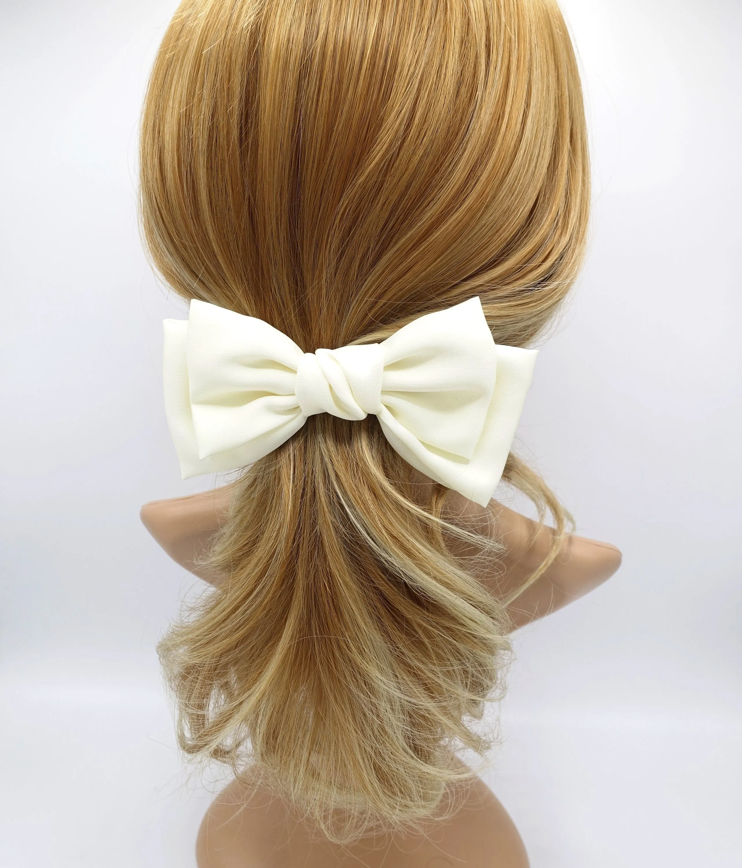 basic satin hair bow regular size layered bow hair accessory for women