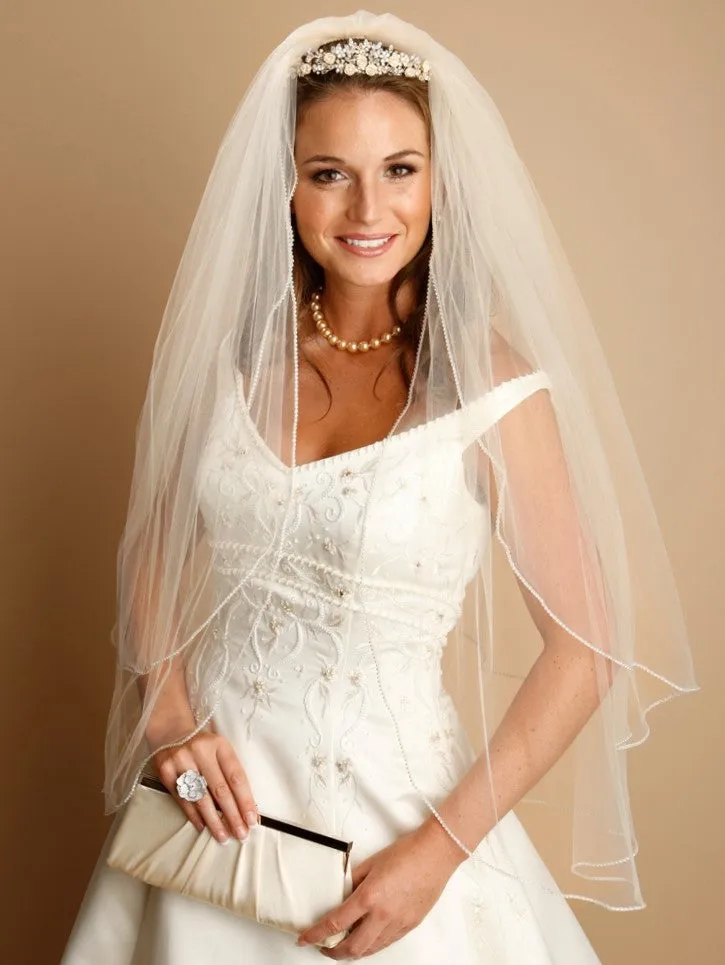 Beautiful double layer Swarovski crystal Edge Veil 30"/36"/72"