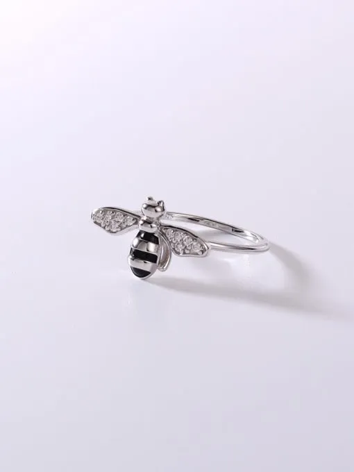 Bee Ring, .925 Sterling Silver Luxury Dainty Bee RIng