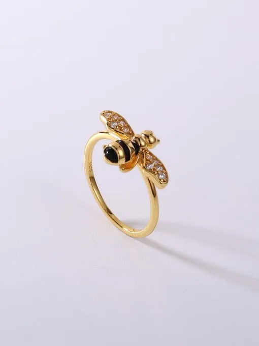 Bee Ring, .925 Sterling Silver Luxury Dainty Bee RIng