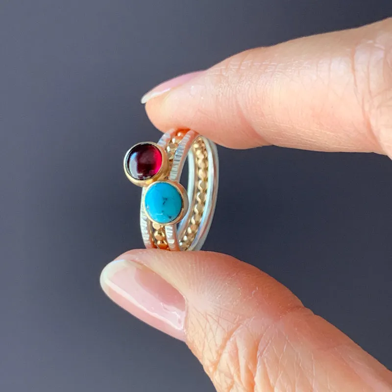 Bi-Metal 14k Gold and Silver Turquoise Stacking Ring