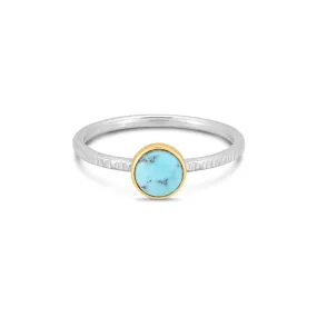 Bi-Metal 14k Gold and Silver Turquoise Stacking Ring