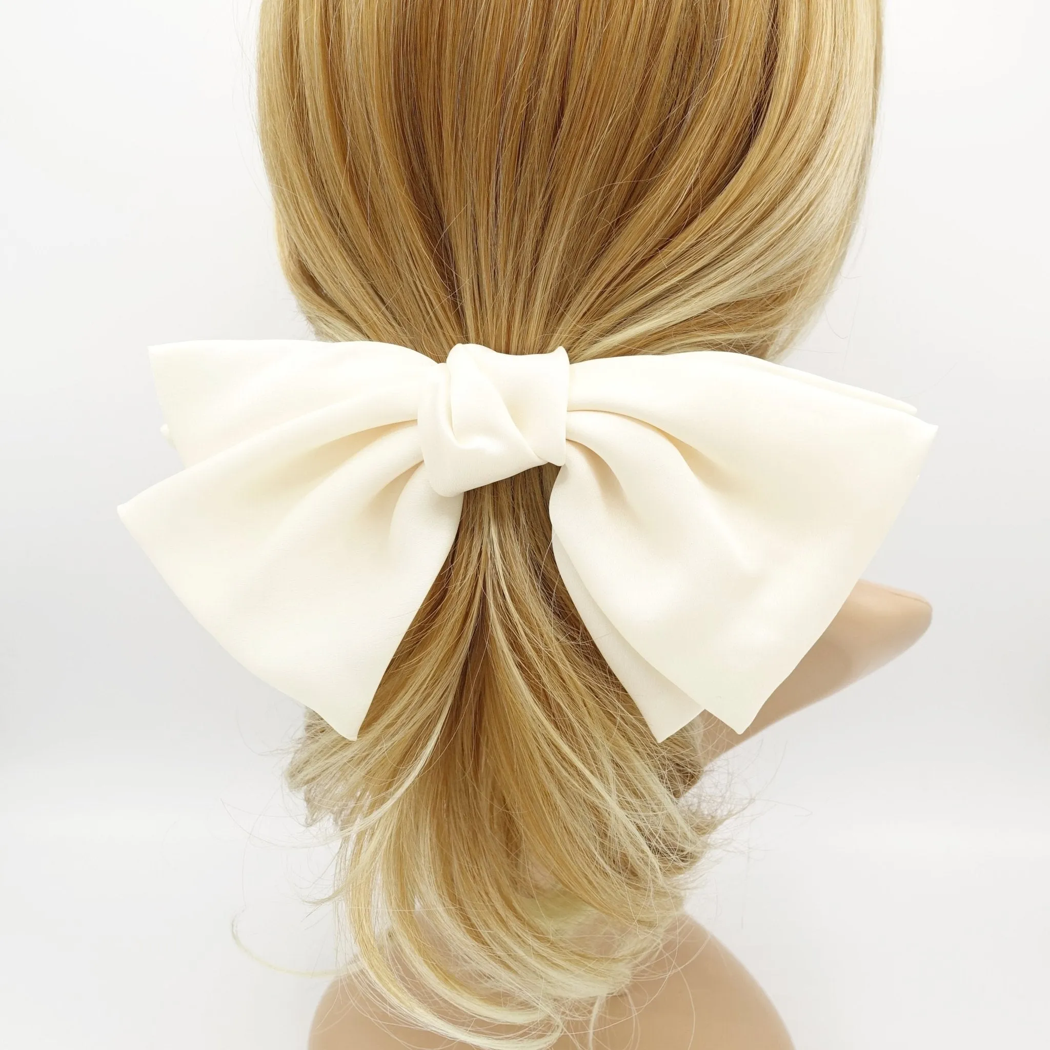 big triple wing hair bow satin double layered bow stylish women hair accessory