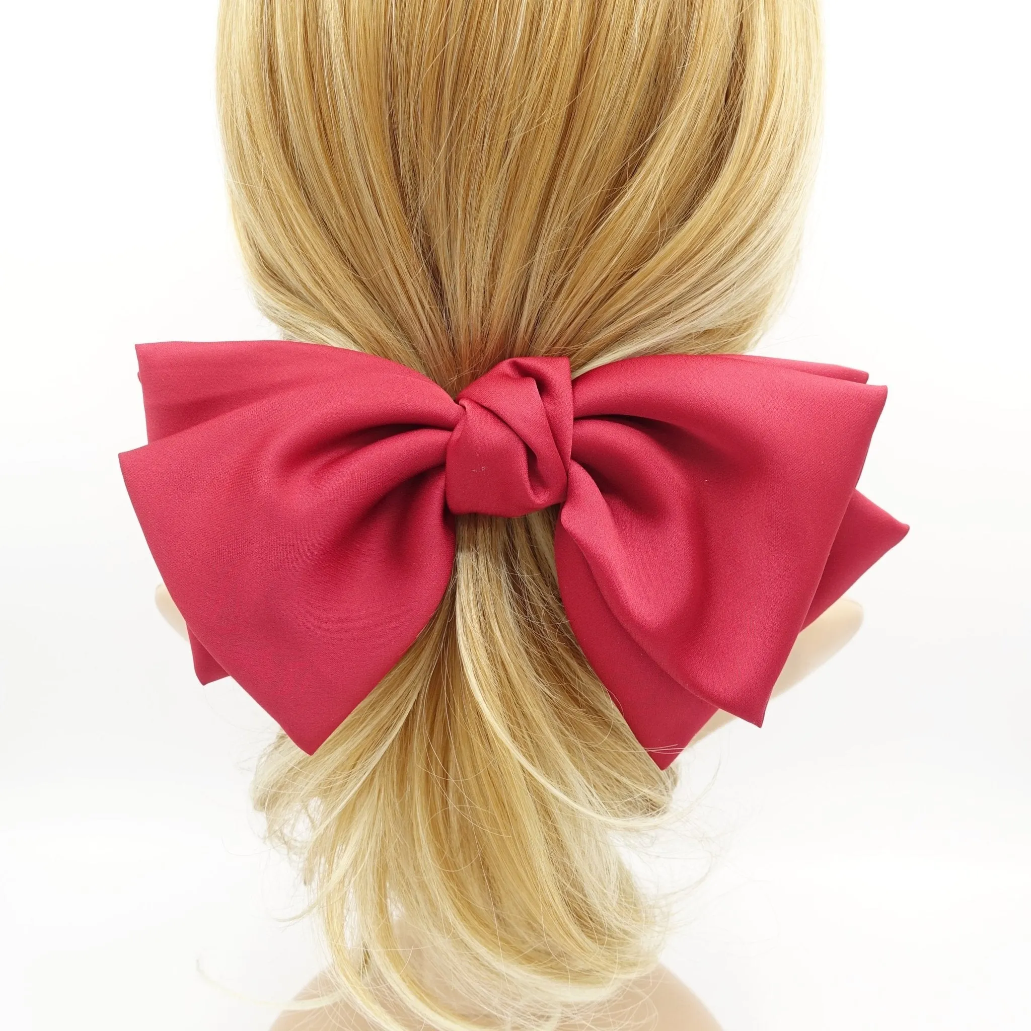 big triple wing hair bow satin double layered bow stylish women hair accessory