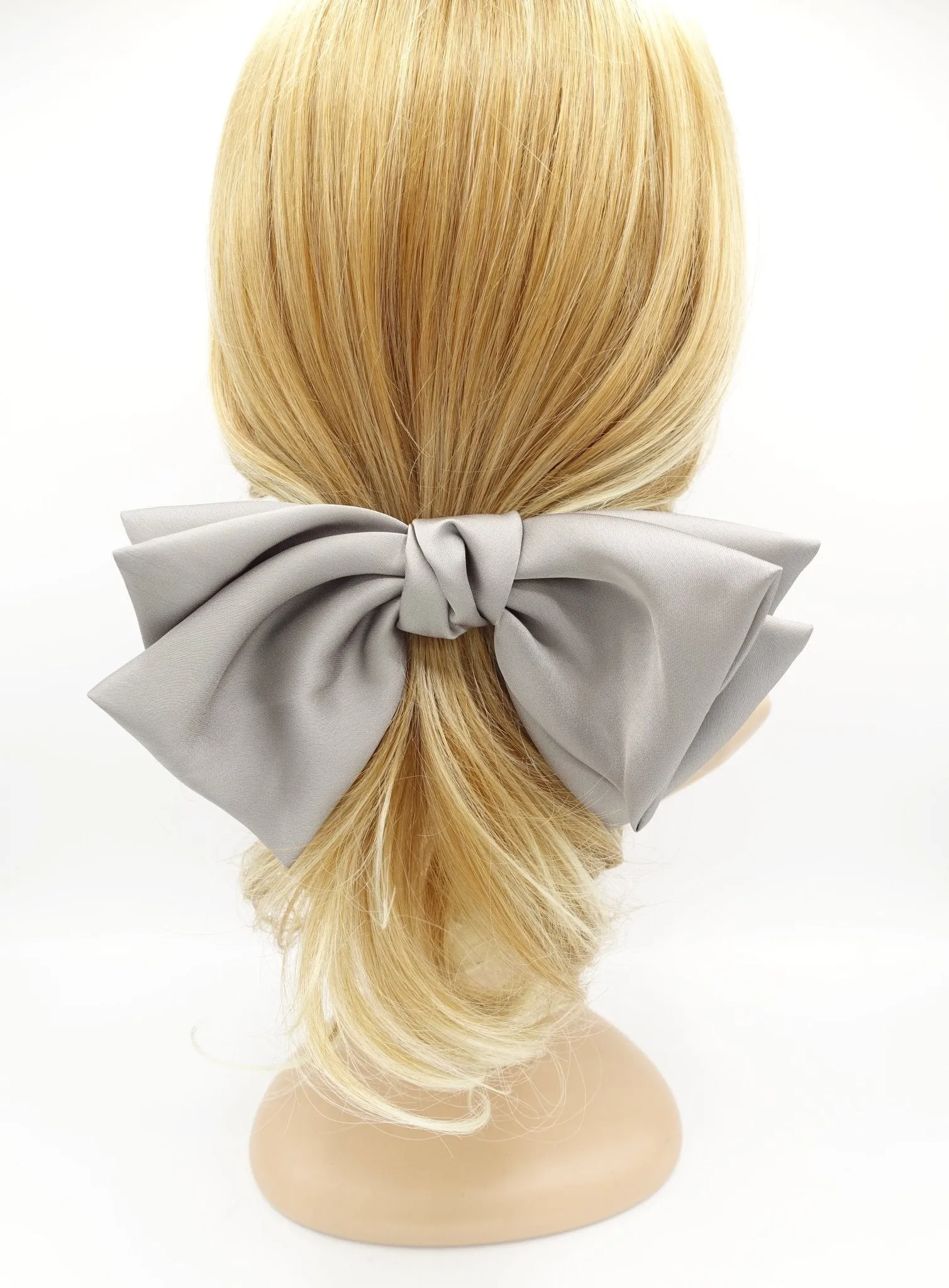 big triple wing hair bow satin double layered bow stylish women hair accessory