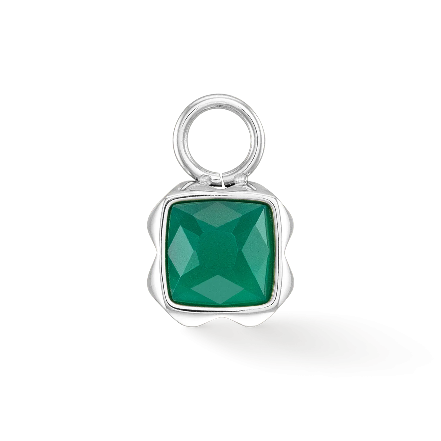 Birthstone May Charm Green Agate Silver