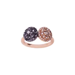 Black and Champagne Diamond Two Tone Ring