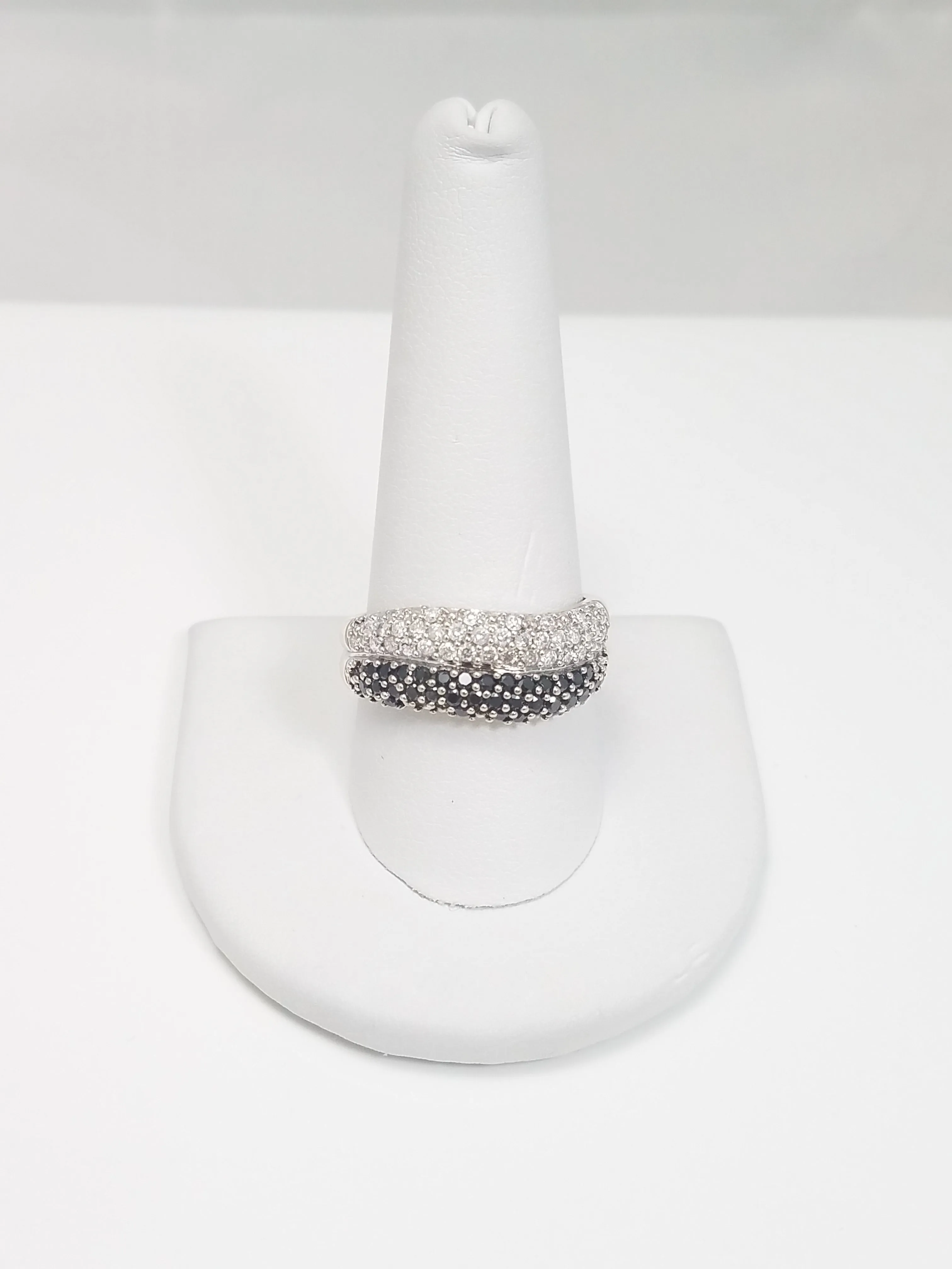 Black and White Diamond 14k White Gold Ring