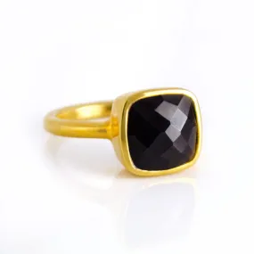 Black Onyx Cushion Ring