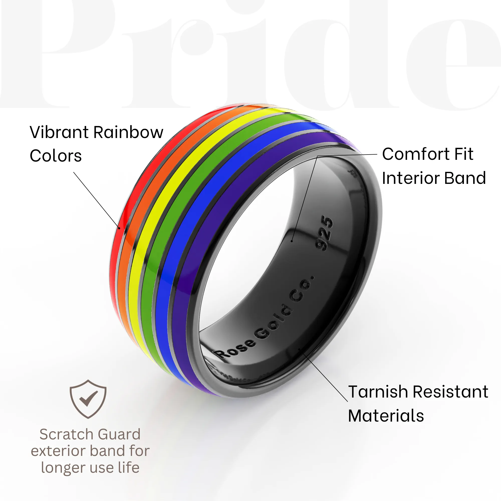 Black Rainbow Pride Ring