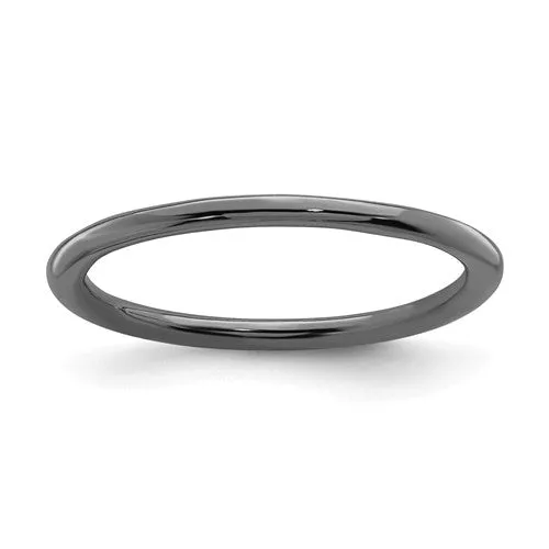 Black Ruthenium Plated Sterling Silver Stackable Expressions 1.5mm Ring - Size 6