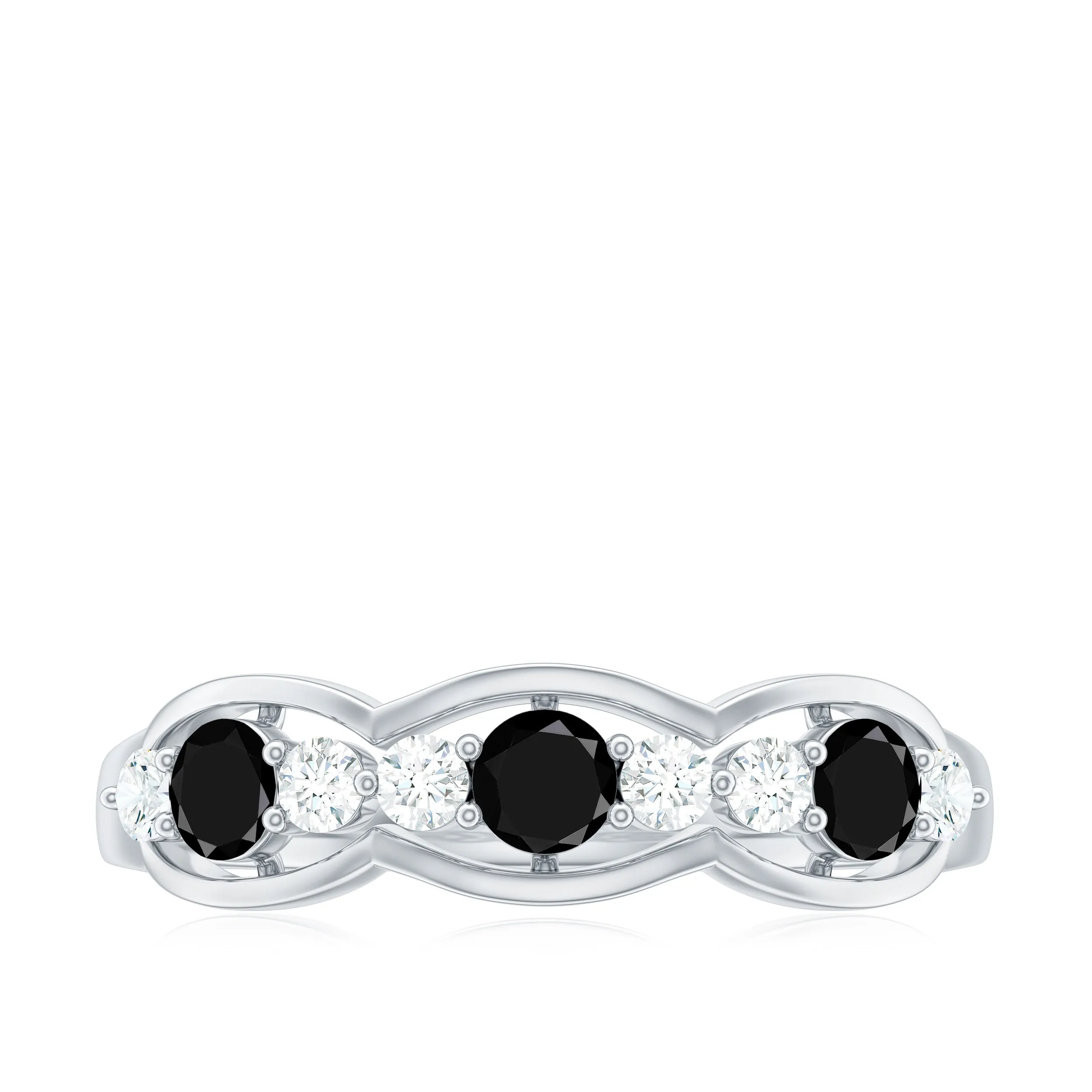 Black Spinel Wedding Anniversary Band Ring