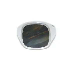 Blue Tiger's Eye x Square-Cut Inlay Signet by Kingdom