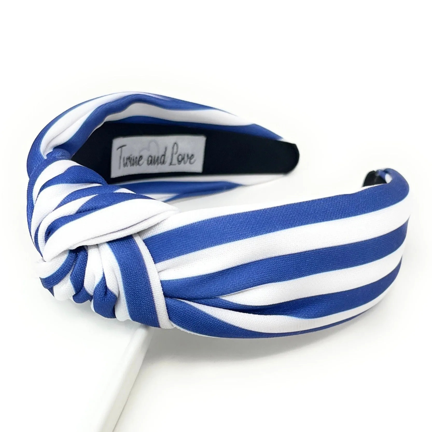 Blue White Stripe Knotted Headband